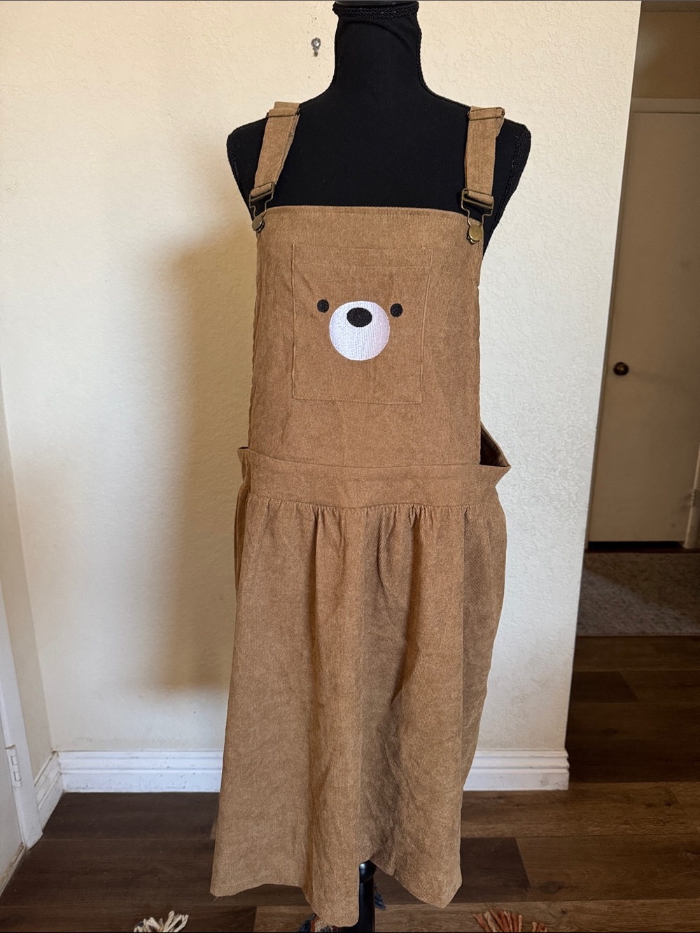 Romwe 3XL bear overall courdoroy dress